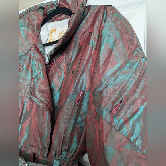 Skea Paris-Vail One Piece Ski Snowboard Suit Womens 6 80s Shimmer Belted (Rare) - Picture 13 of 14